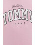 Tommy Jeans Bavlnené tričko pánsky ružová farba s potlačou - Pepit.sk