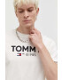 Tommy Jeans Bavlnené tričko pánsky béžová farba s potlačou - Pepit.sk