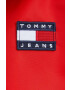 Tommy Jeans Bunda dámska červená farba prechodná - Pepit.sk