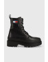 Tommy Jeans Kožené workery Lace Up Boot dámske čierna farba na platforme - Pepit.sk