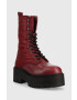 Tommy Jeans Workery Flatform Padded Boot dámske bordová farba na platforme - Pepit.sk