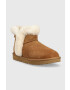 Ugg Semišové snehule W Classic Mini Heritage Fluff hnedá farba - Pepit.sk