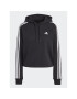 adidas Mikina Essentials 3-Stripes French Terry Crop Hoodie IC8767 Čierna Regular Fit - Pepit.sk