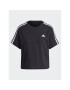 adidas Tričko Essentials 3-Stripes Single Jersey Crop Top HR4913 Čierna Loose Fit - Pepit.sk