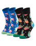 Happy Socks Súprava 2 párov vysokých ponožiek unisex XSNA02-6300 Čierna - Pepit.sk