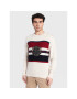 Tommy Hilfiger Sveter Seasonal Crest Stripe MW0MW29050 Écru Relaxed Fit - Pepit.sk