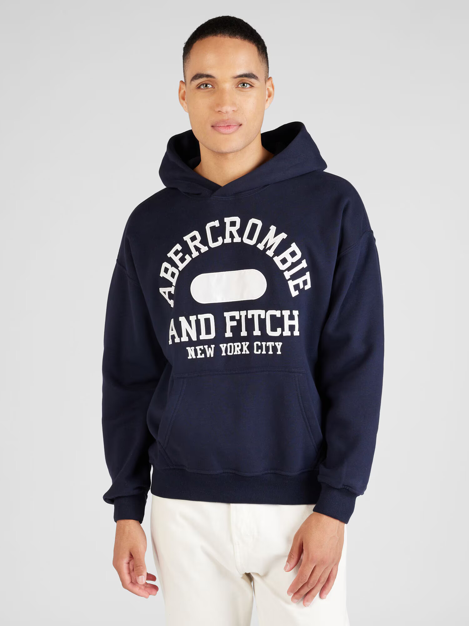 Abercrombie & Fitch Mikina námornícka modrá / šedobiela - Pepit.sk