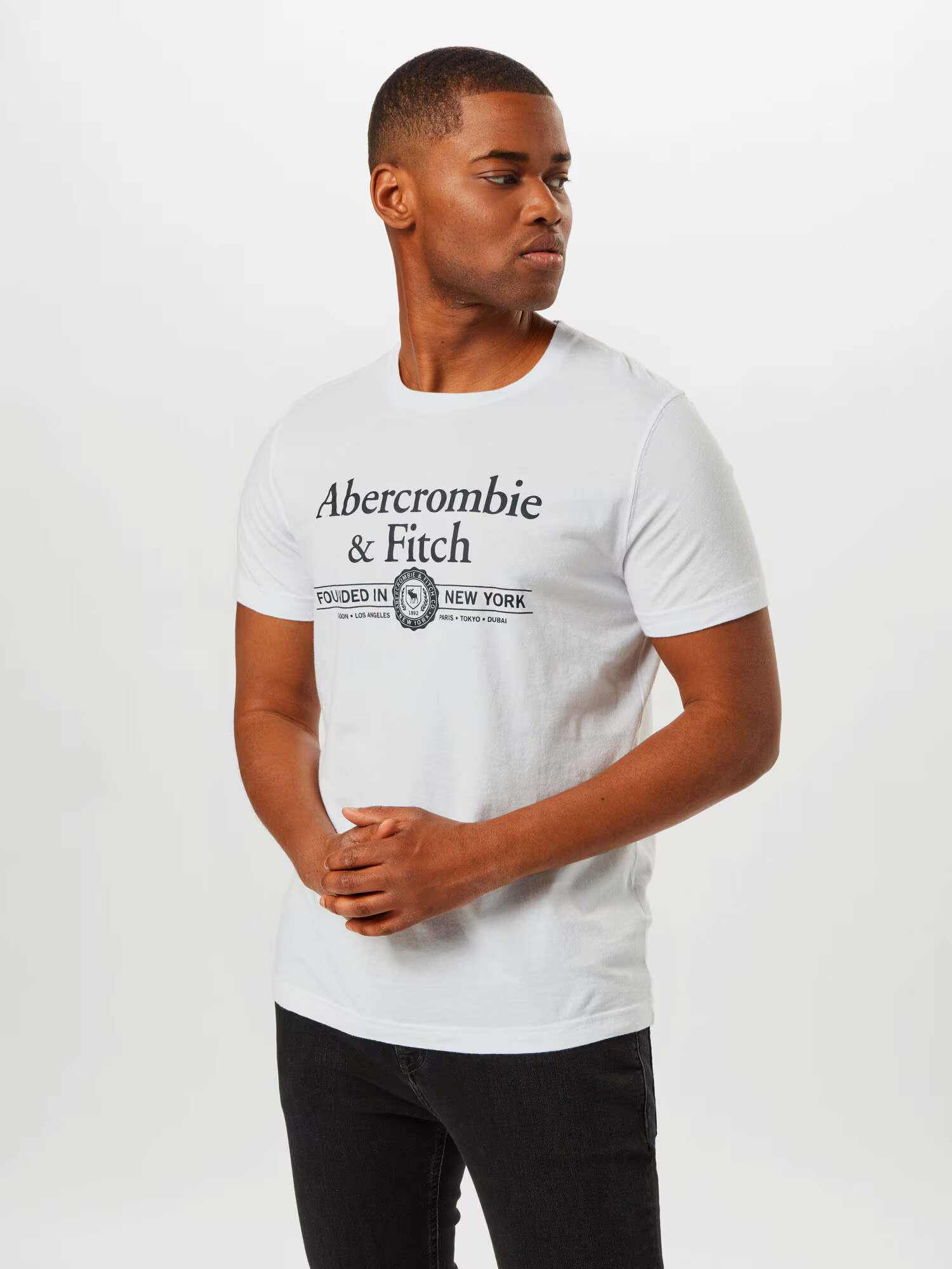 Abercrombie & Fitch Tričko sivá melírovaná / čierna / biela - Pepit.sk