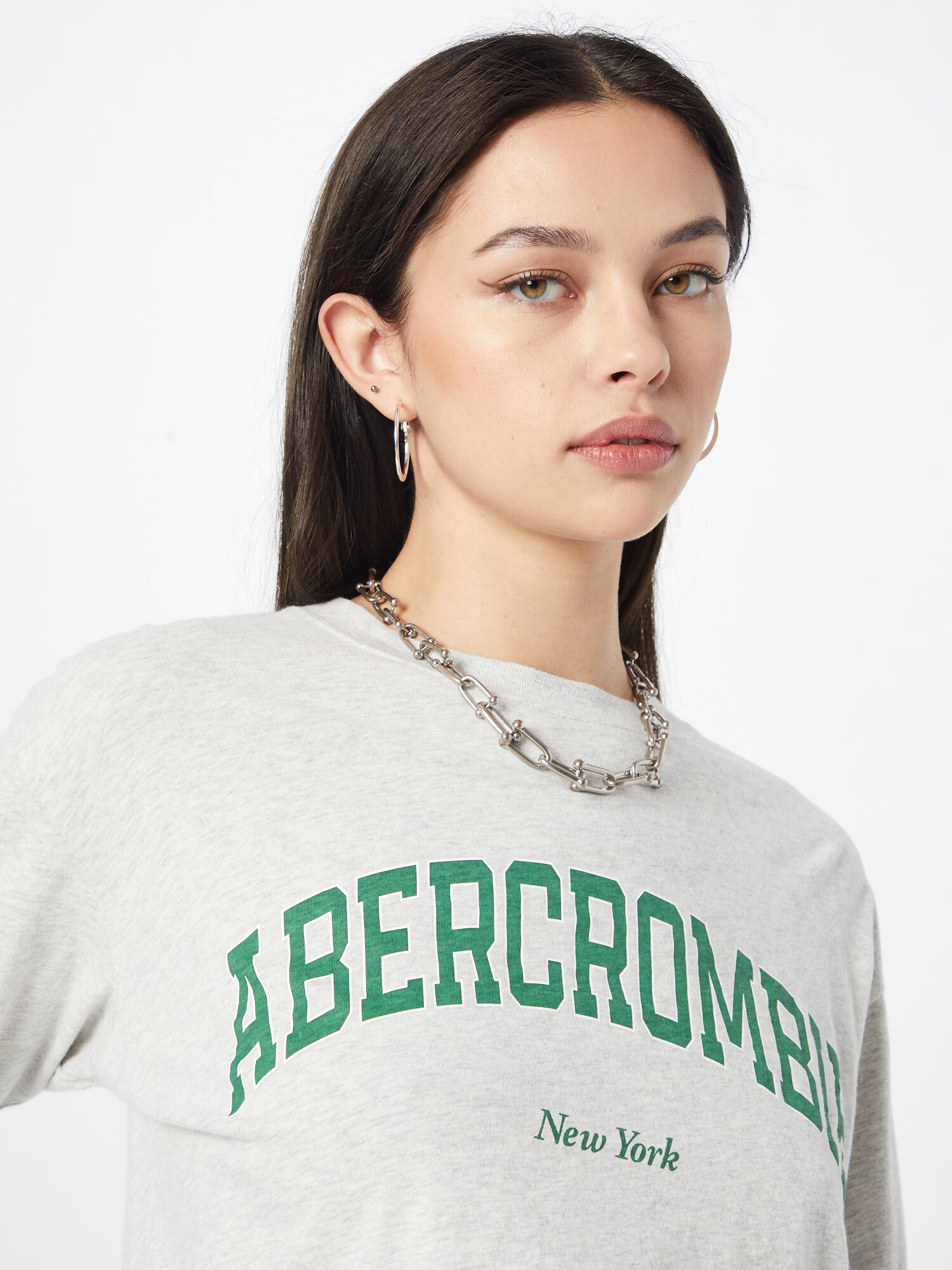 Abercrombie & Fitch Tričko sivá melírovaná / zelená / biela - Pepit.sk