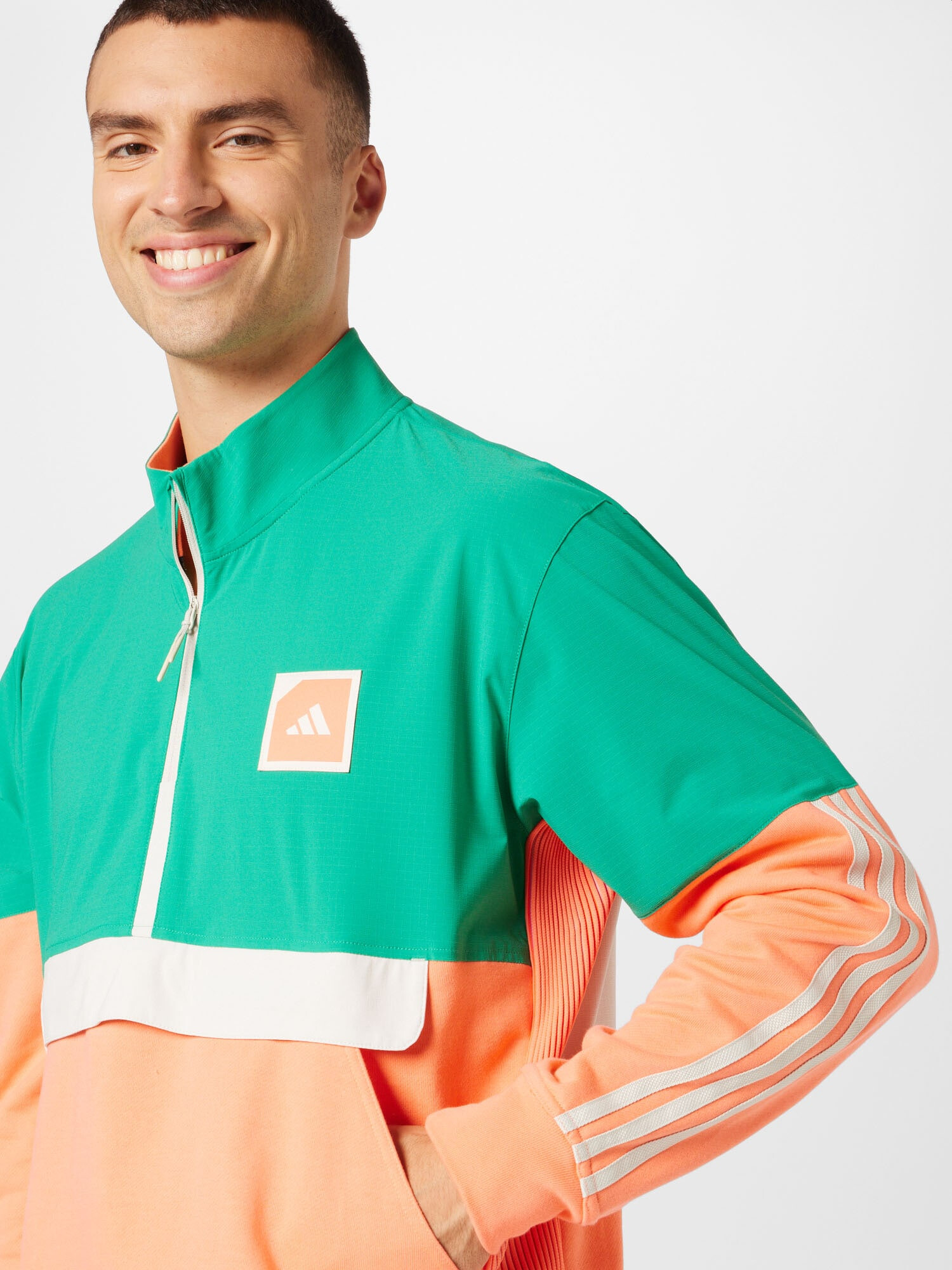 ADIDAS GOLF Športová mikina so zipsom zelená / koralová / biela - Pepit.sk