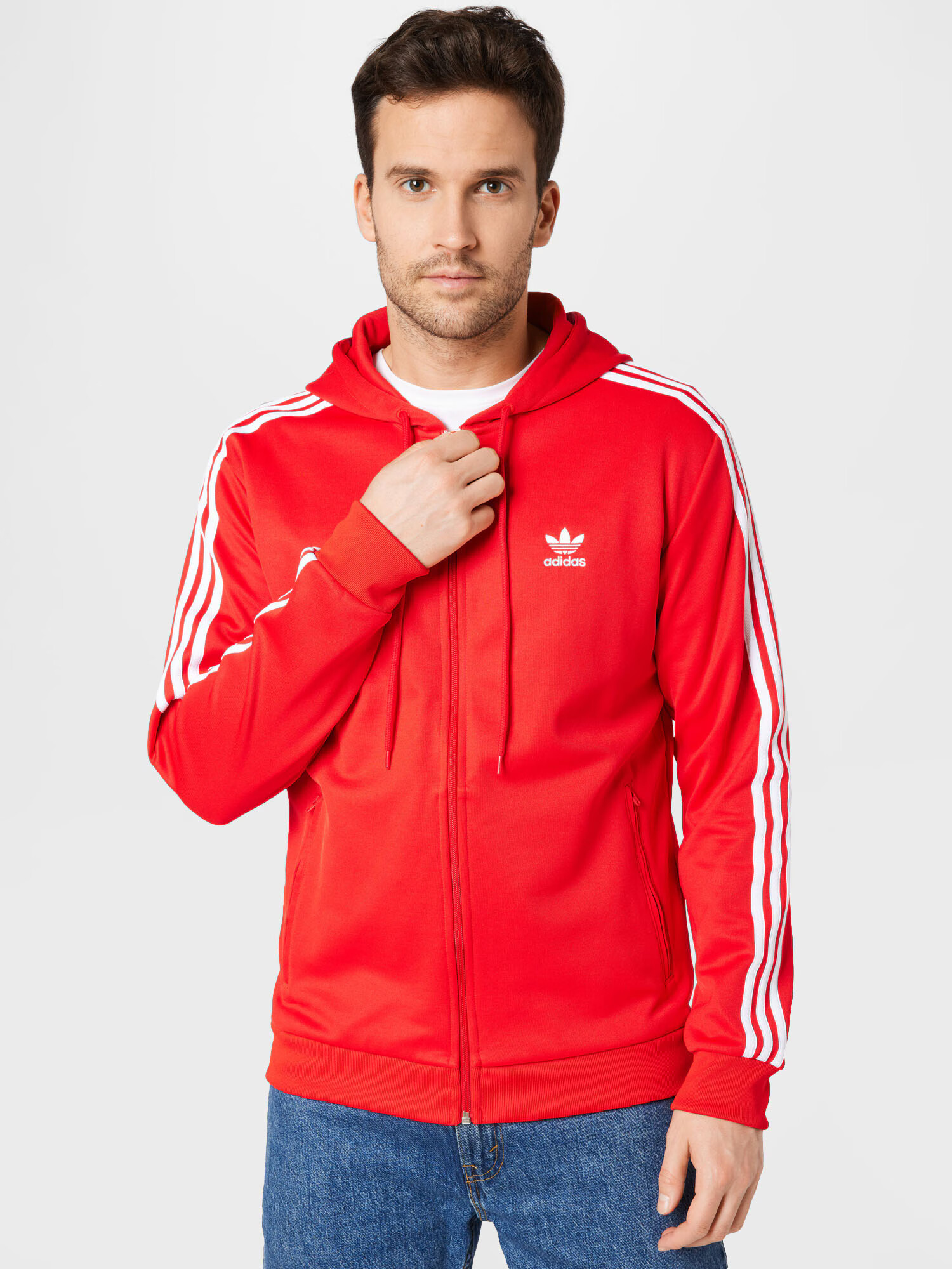 ADIDAS ORIGINALS Tepláková bunda červená / biela - Pepit.sk