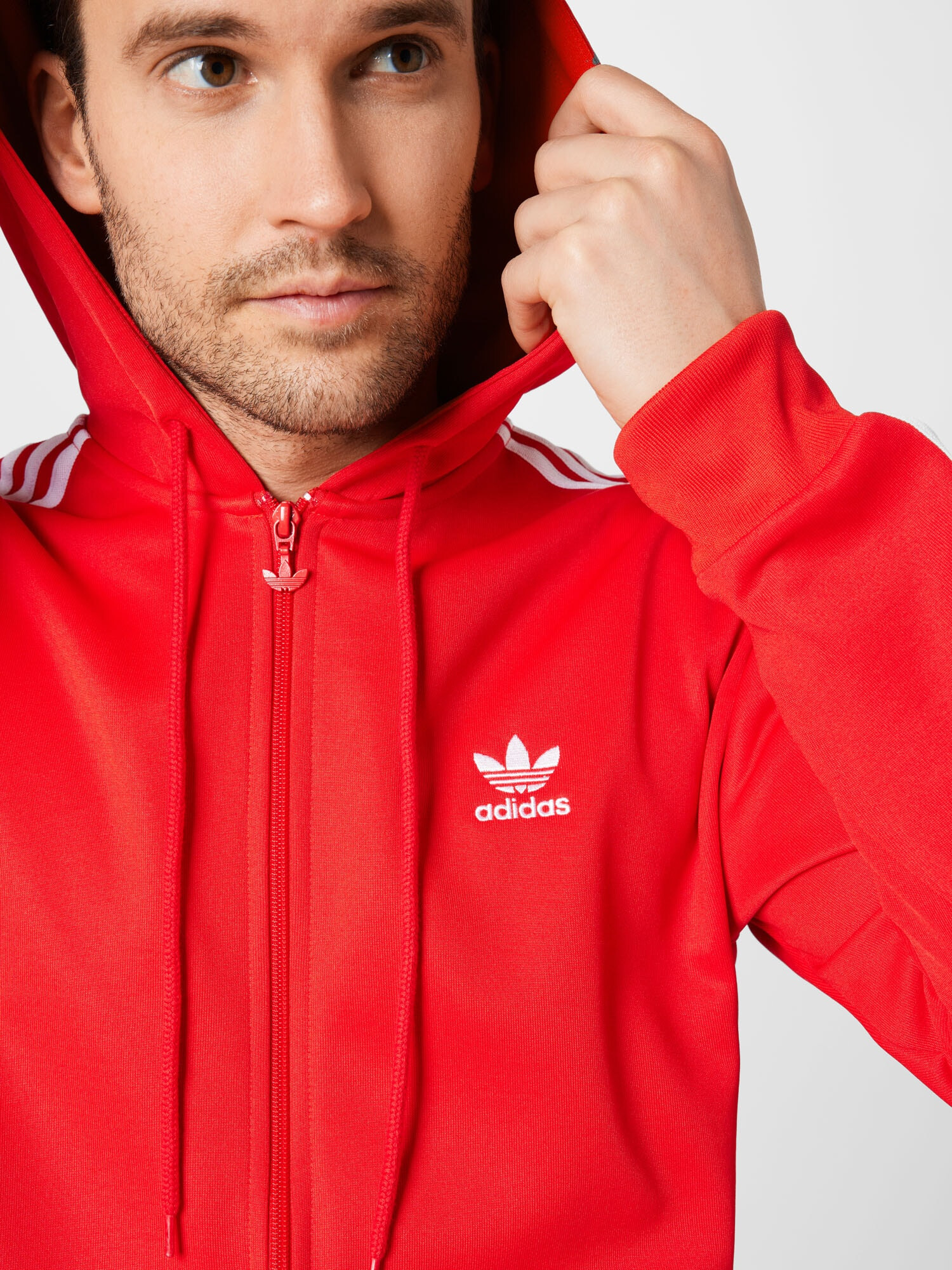 ADIDAS ORIGINALS Tepláková bunda červená / biela - Pepit.sk