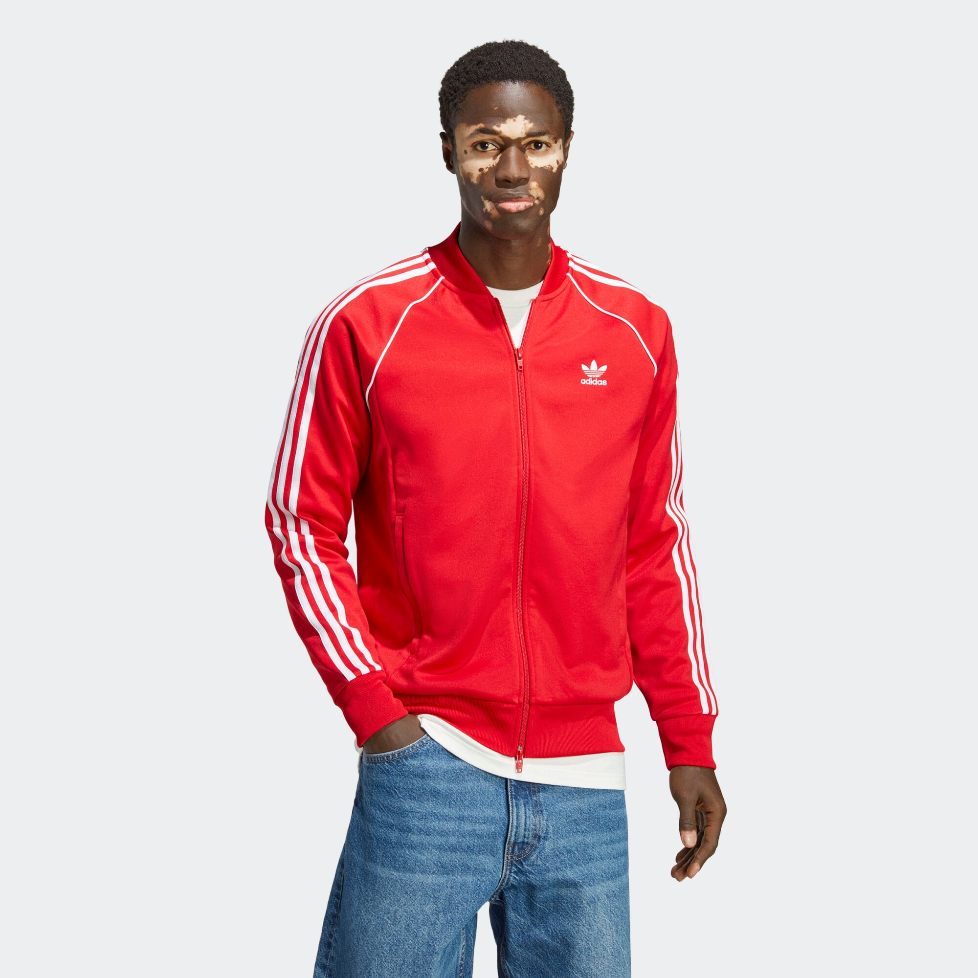 ADIDAS ORIGINALS Tepláková bunda červená / biela - Pepit.sk