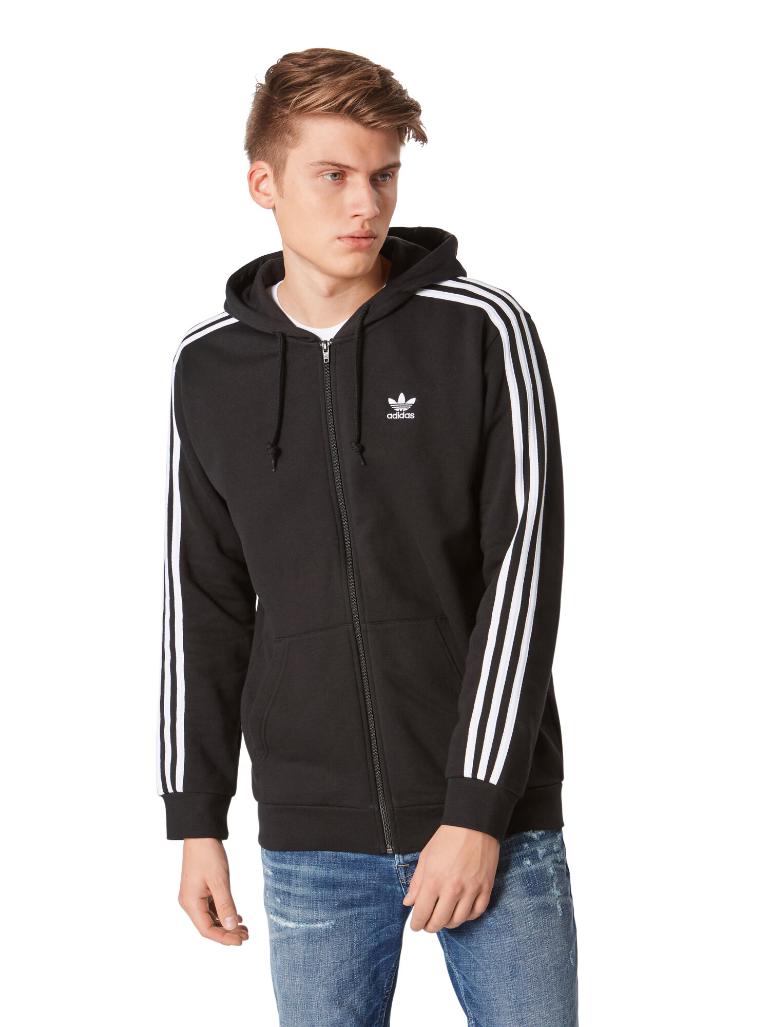 ADIDAS ORIGINALS Tepláková bunda čierna / biela - Pepit.sk