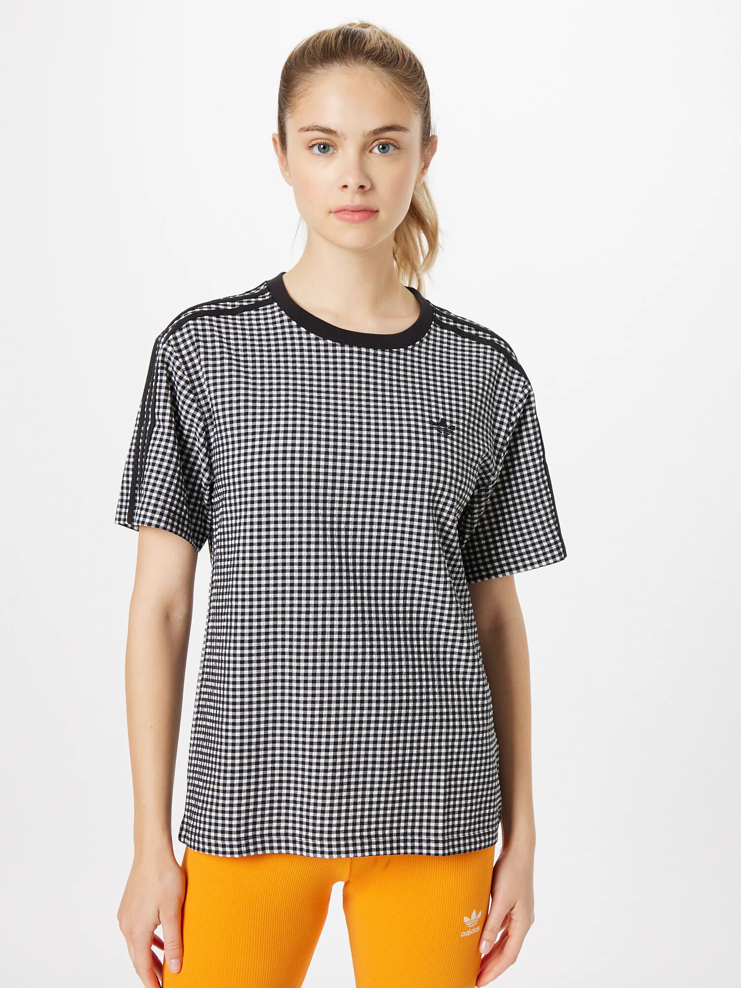 ADIDAS ORIGINALS Tričko 'GINGHAM' čierna / biela - Pepit.sk