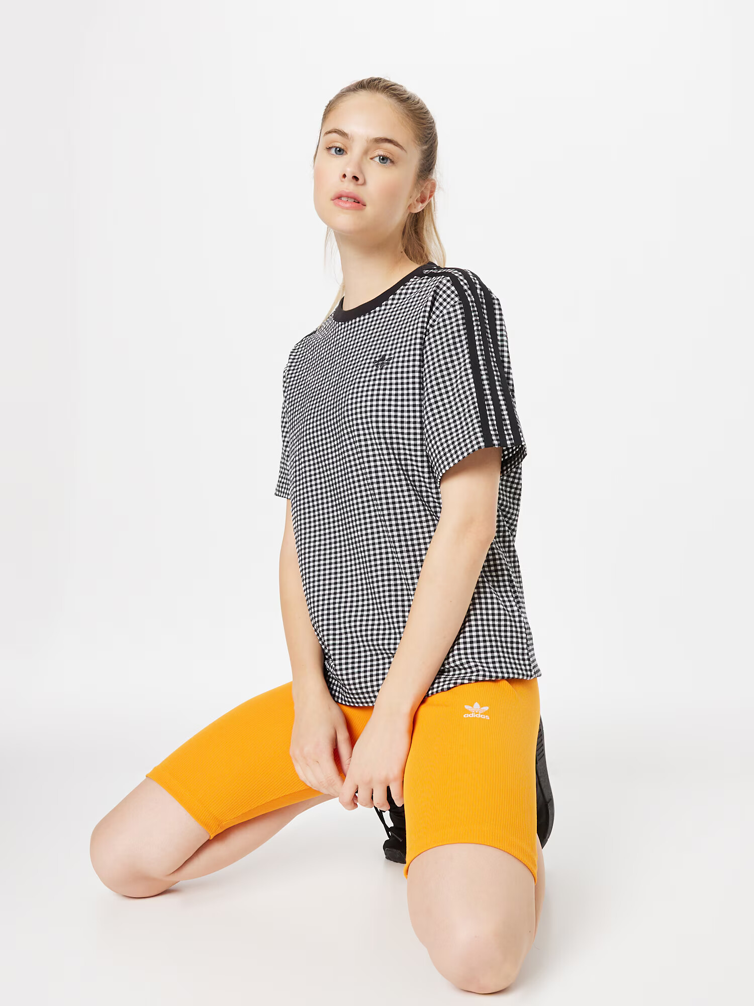 ADIDAS ORIGINALS Tričko 'GINGHAM' čierna / biela - Pepit.sk