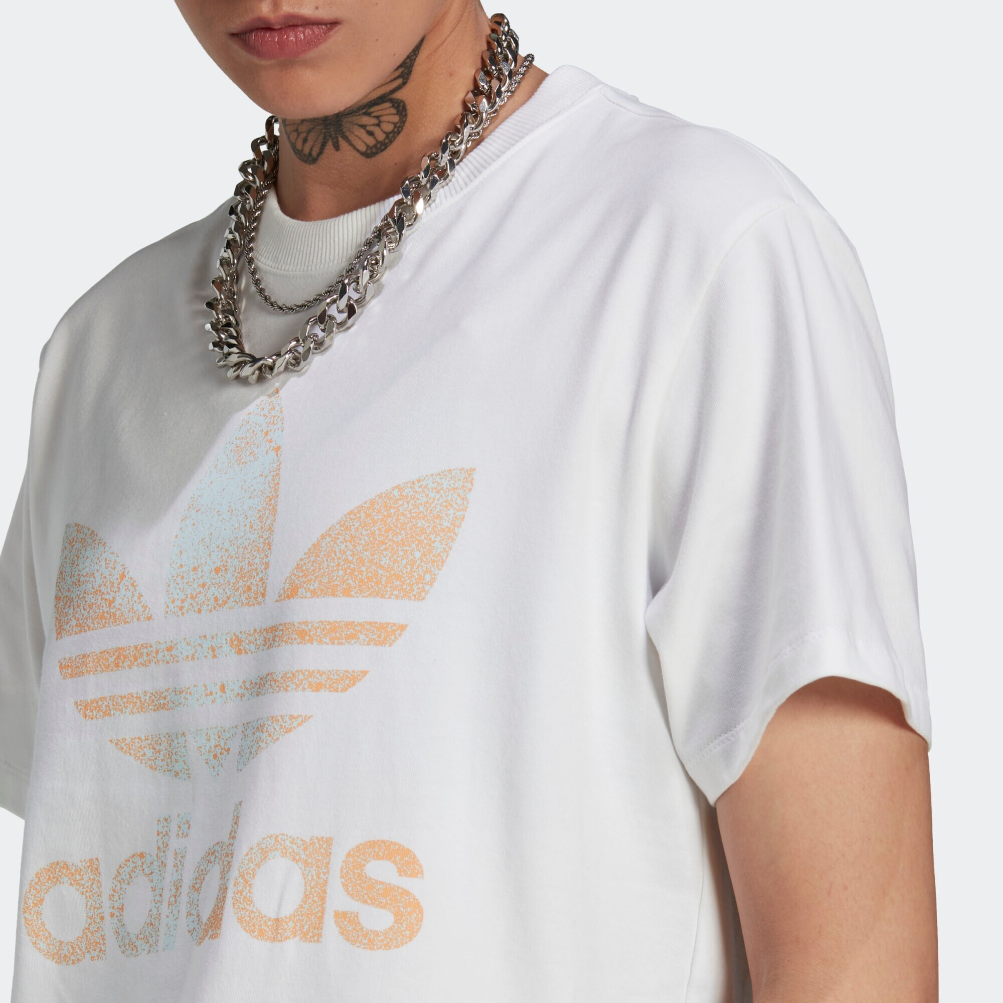 ADIDAS ORIGINALS Tričko 'Trefoil' mätová / svetlooranžová / biela - Pepit.sk