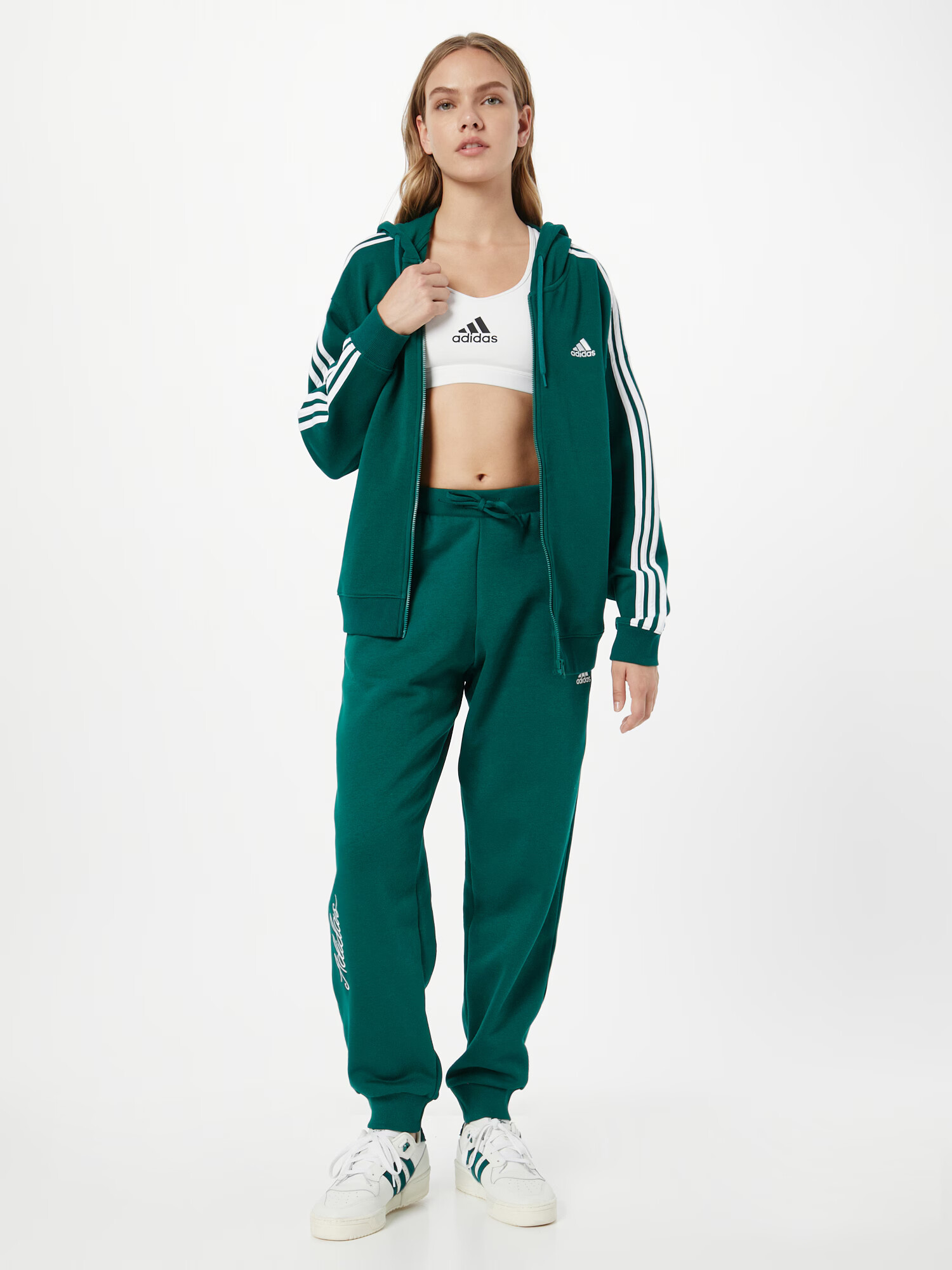 ADIDAS SPORTSWEAR Športové nohavice tmavozelená / biela - Pepit.sk