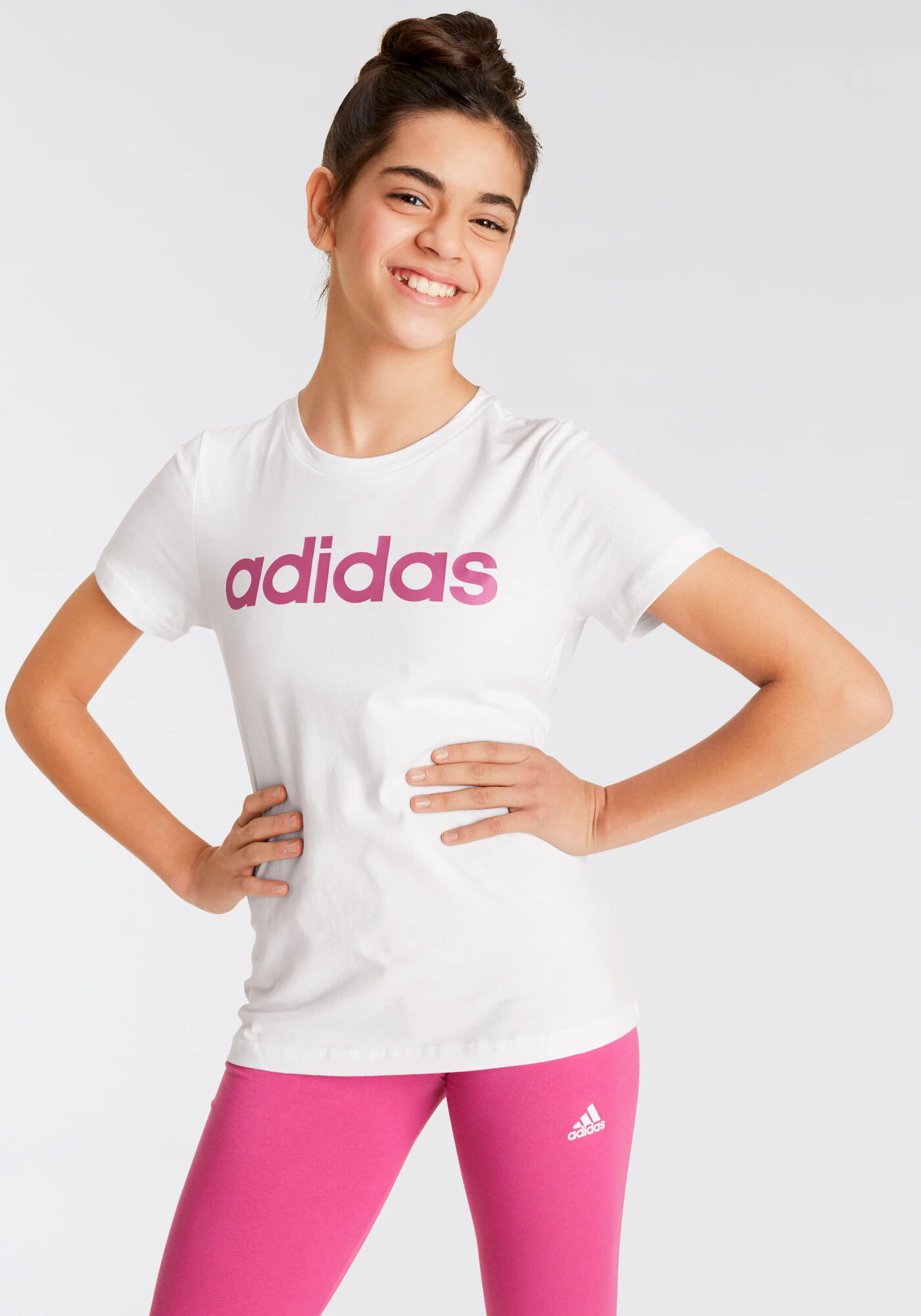 ADIDAS SPORTSWEAR Funkčné tričko 'Essentials Linear Logo Fit' fuksia / biela - Pepit.sk