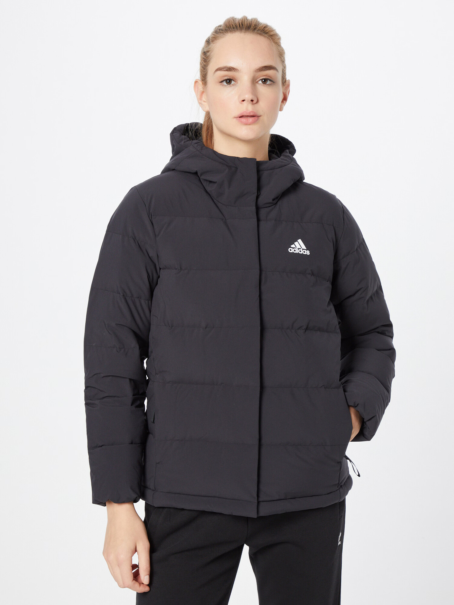 ADIDAS SPORTSWEAR Outdoorová bunda 'Helionic Down' čierna / biela - Pepit.sk