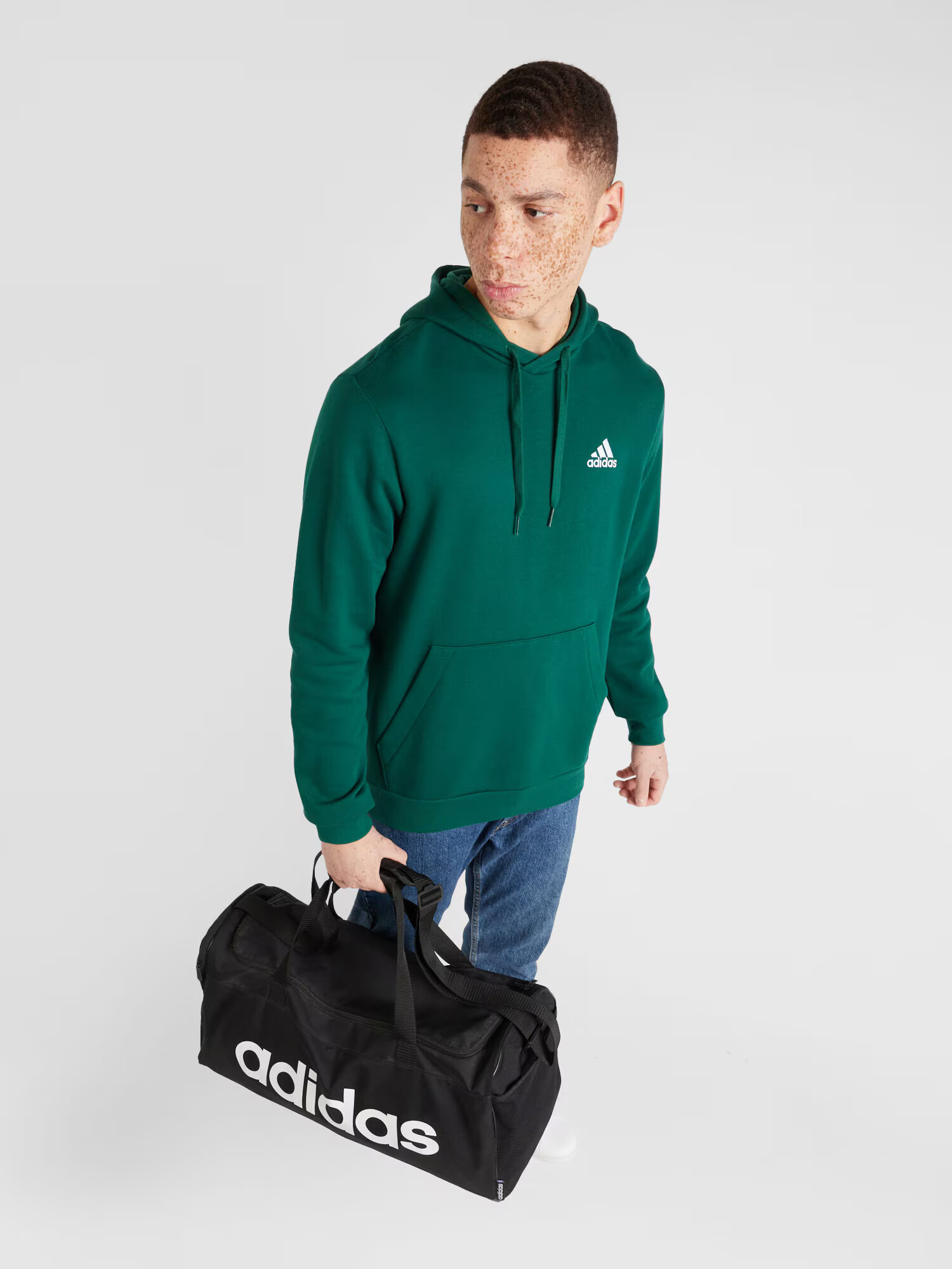 ADIDAS SPORTSWEAR Športová mikina 'Essentials Fleece' jedľová / biela - Pepit.sk