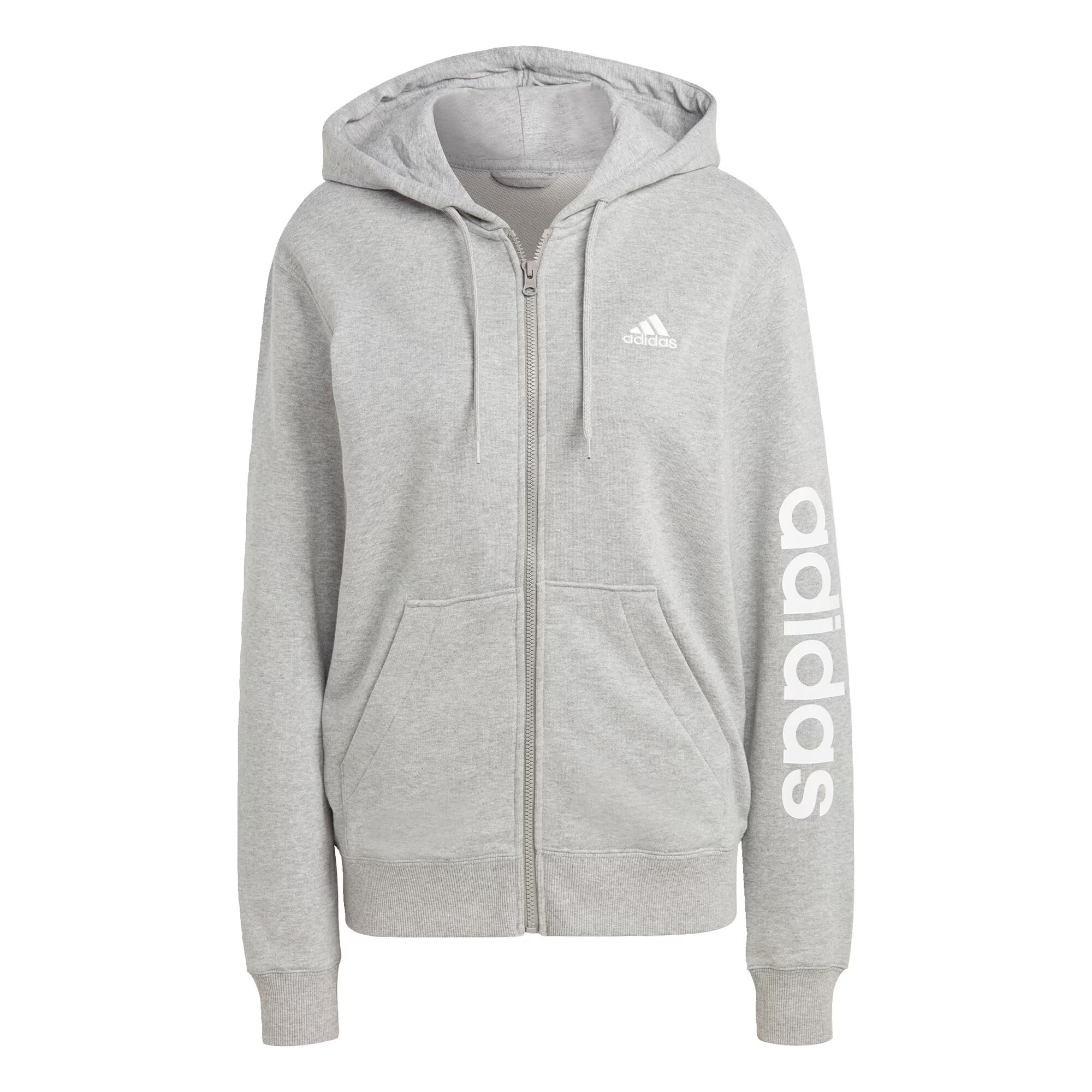 ADIDAS SPORTSWEAR Športová mikina 'Essentials Linear French Terry' sivá melírovaná / biela - Pepit.sk