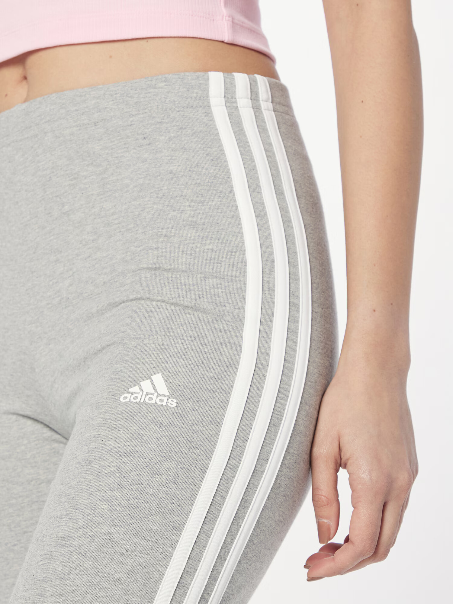 ADIDAS SPORTSWEAR Športové nohavice 'Essentials' sivá melírovaná / biela - Pepit.sk