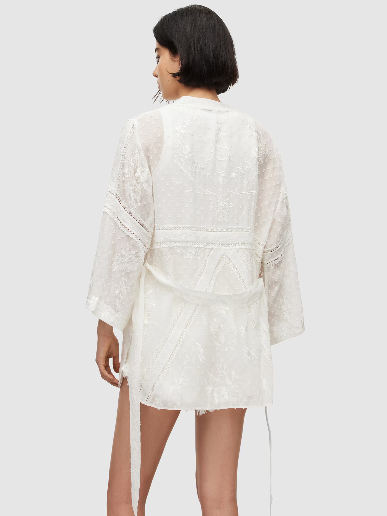 AllSaints Kimono šedobiela - Pepit.sk