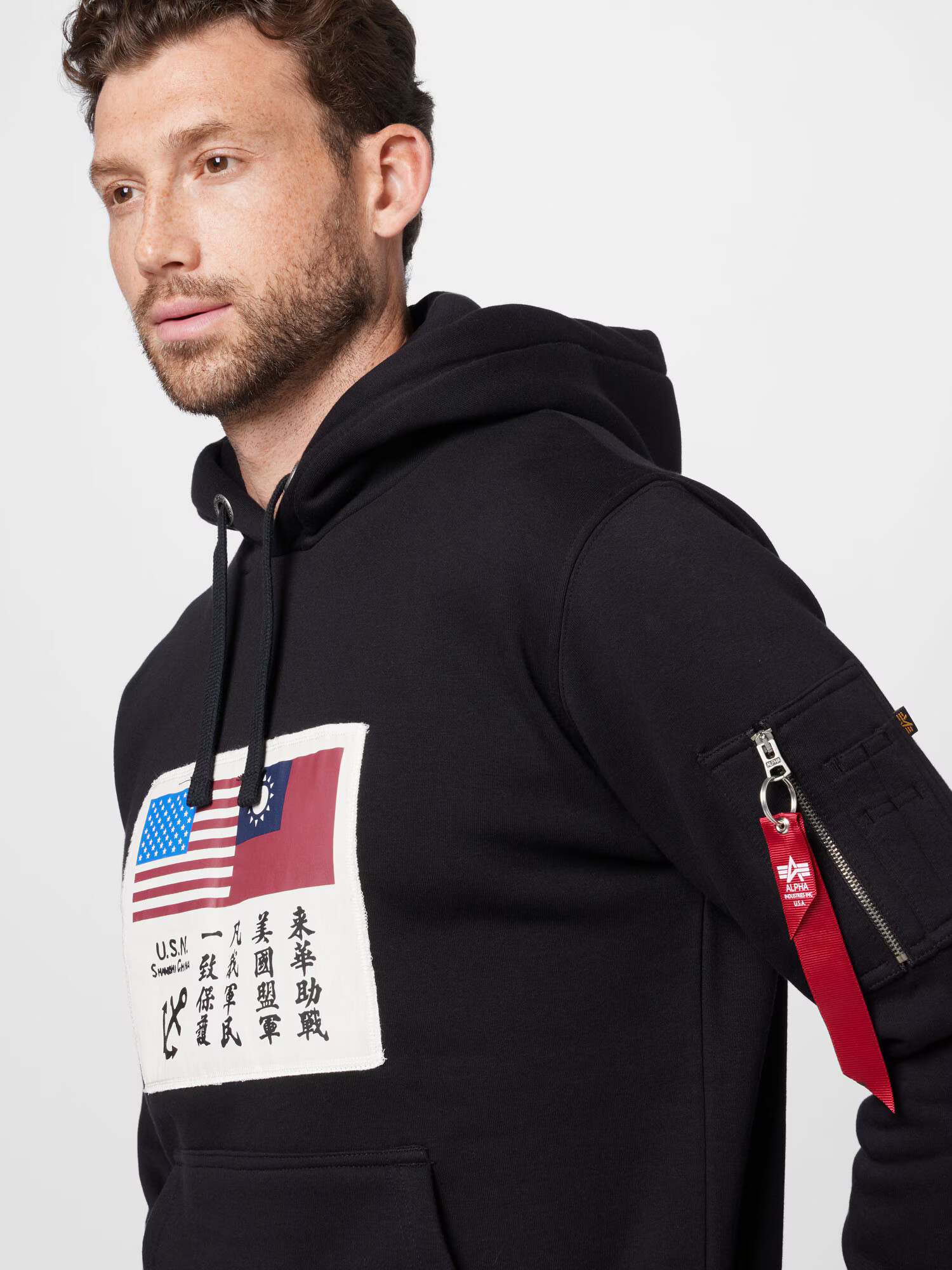 ALPHA INDUSTRIES Mikina azúrová / burgundská / čierna / prírodná biela - Pepit.sk