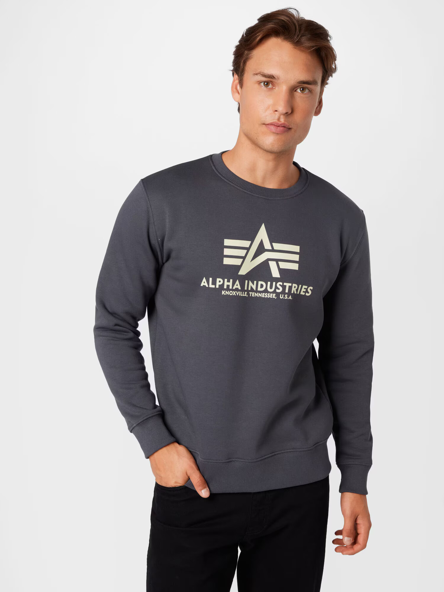 ALPHA INDUSTRIES Mikina 'Basic' tmavosivá / biela - Pepit.sk