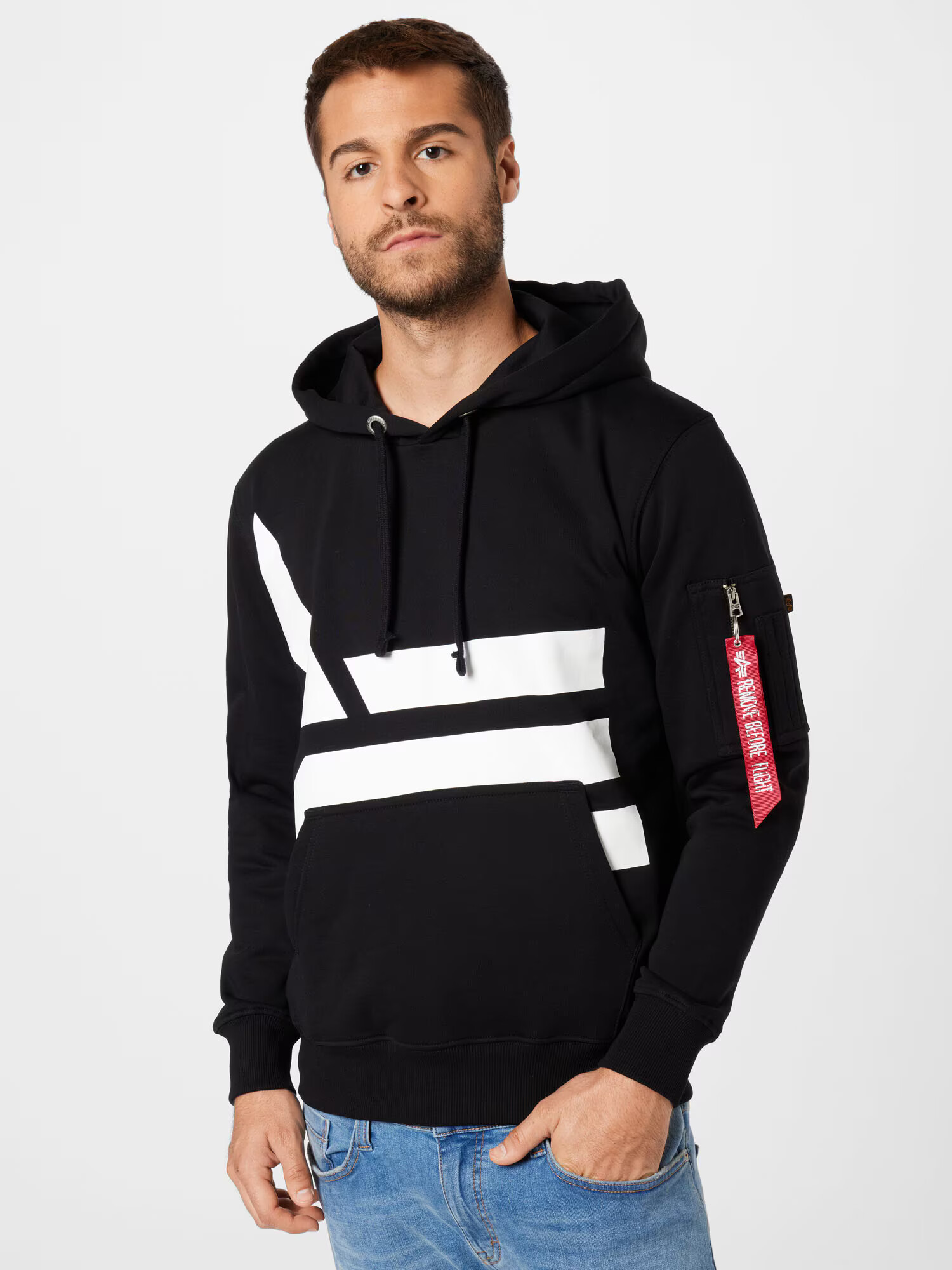 ALPHA INDUSTRIES Mikina čierna / biela - Pepit.sk