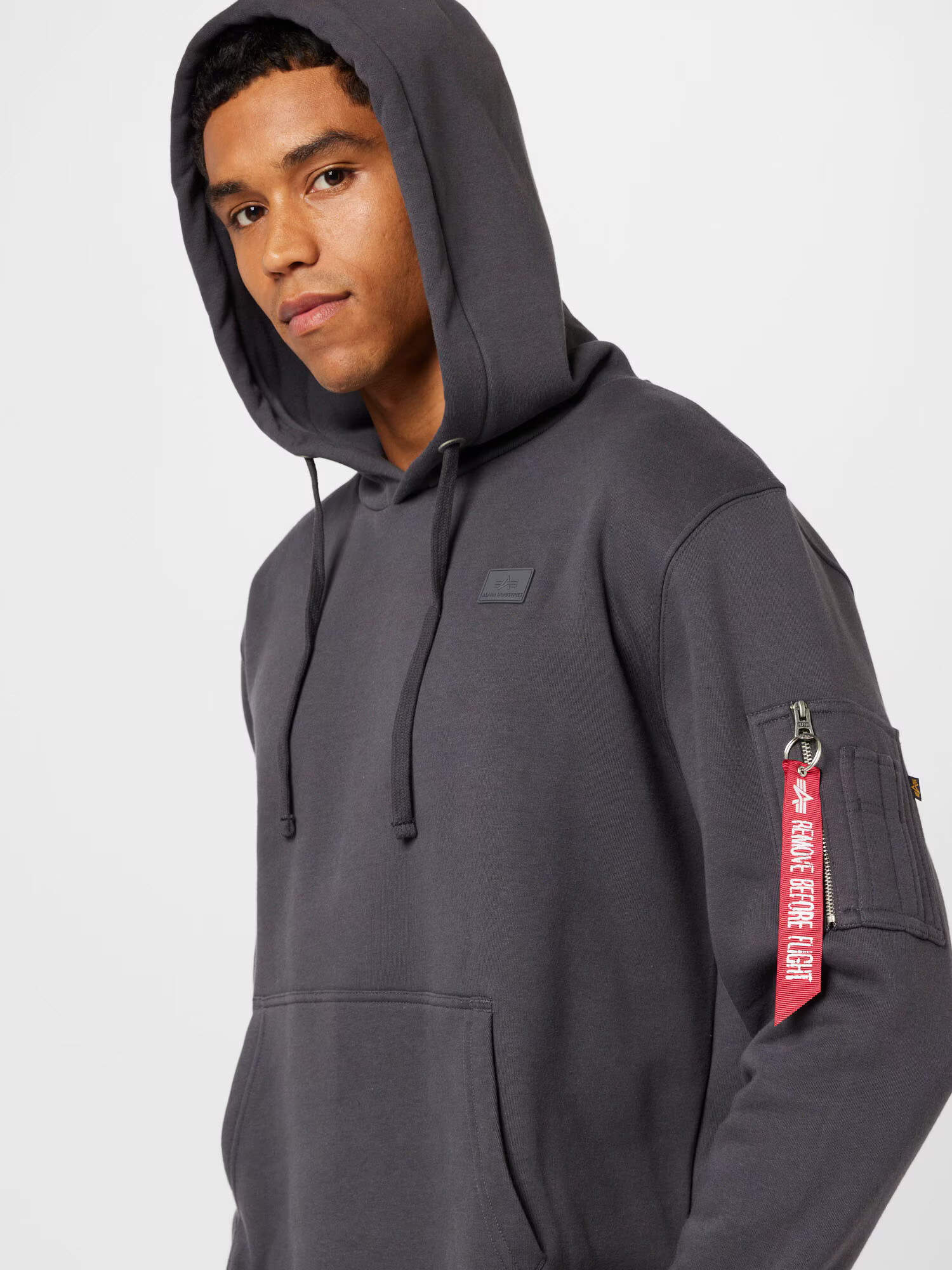 ALPHA INDUSTRIES Mikina grafitová / červená / biela - Pepit.sk