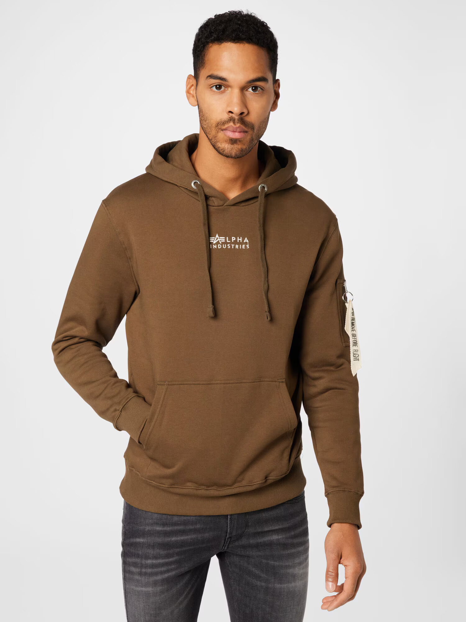 ALPHA INDUSTRIES Mikina hnedá / biela - Pepit.sk