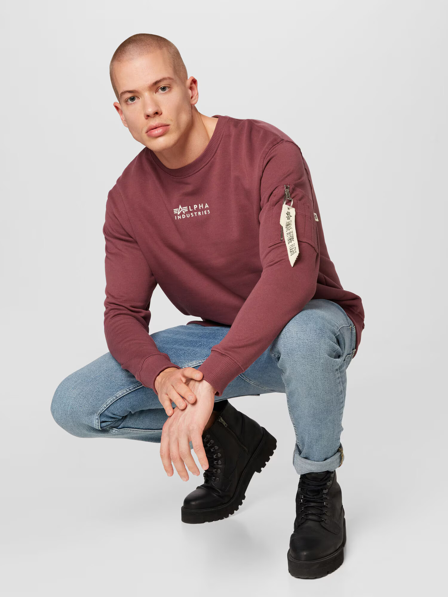 ALPHA INDUSTRIES Mikina krvavo červená / biela - Pepit.sk