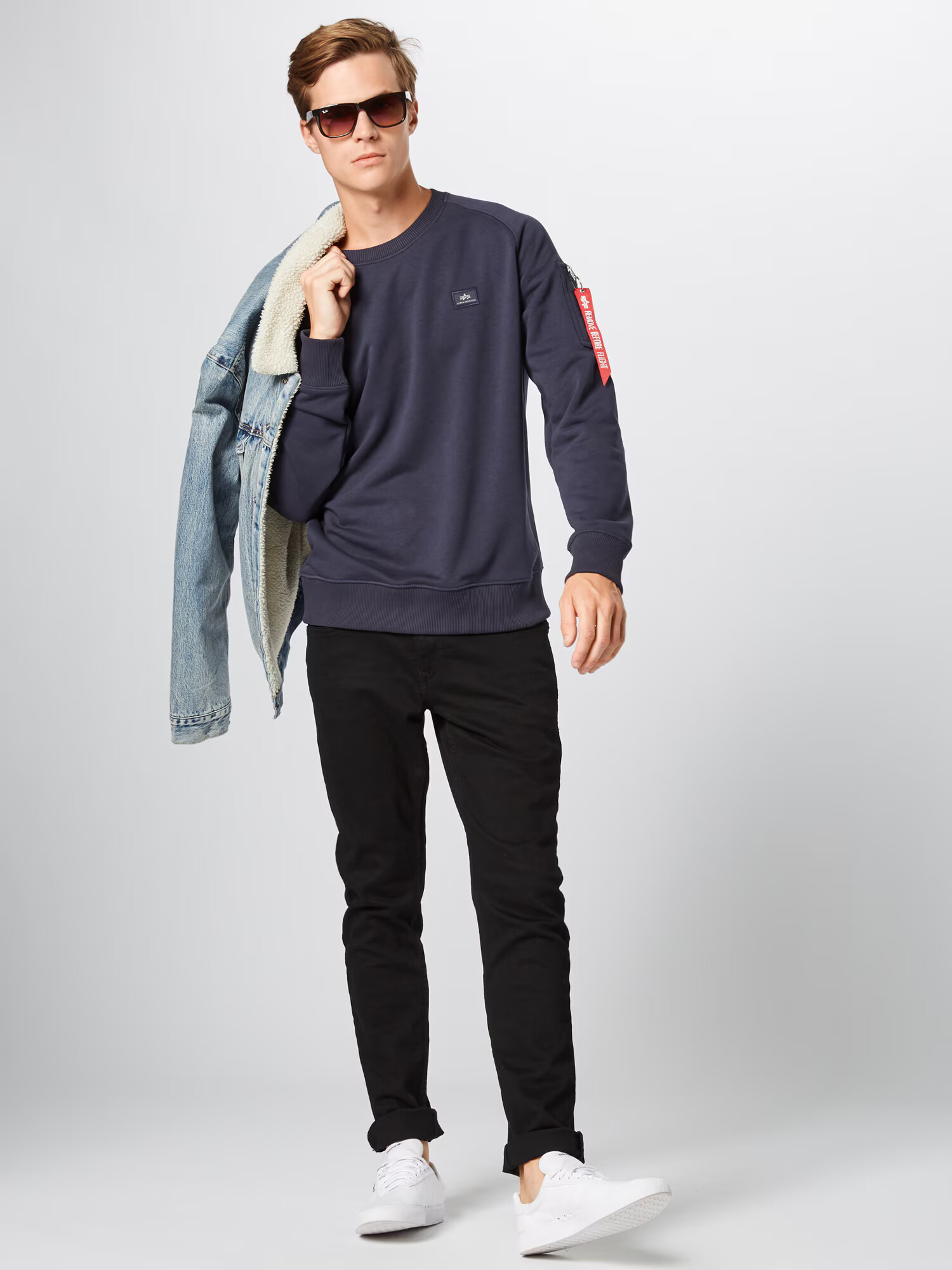 ALPHA INDUSTRIES Mikina 'X-Fit' námornícka modrá / červená / čierna / biela - Pepit.sk