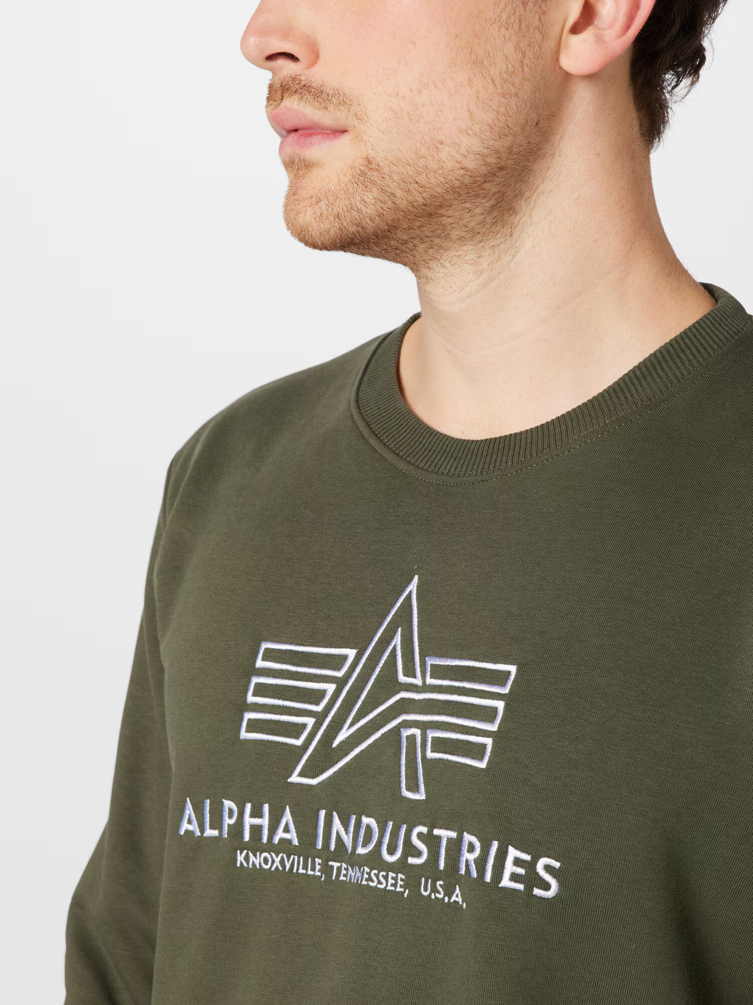 ALPHA INDUSTRIES Mikina olivová / biela - Pepit.sk