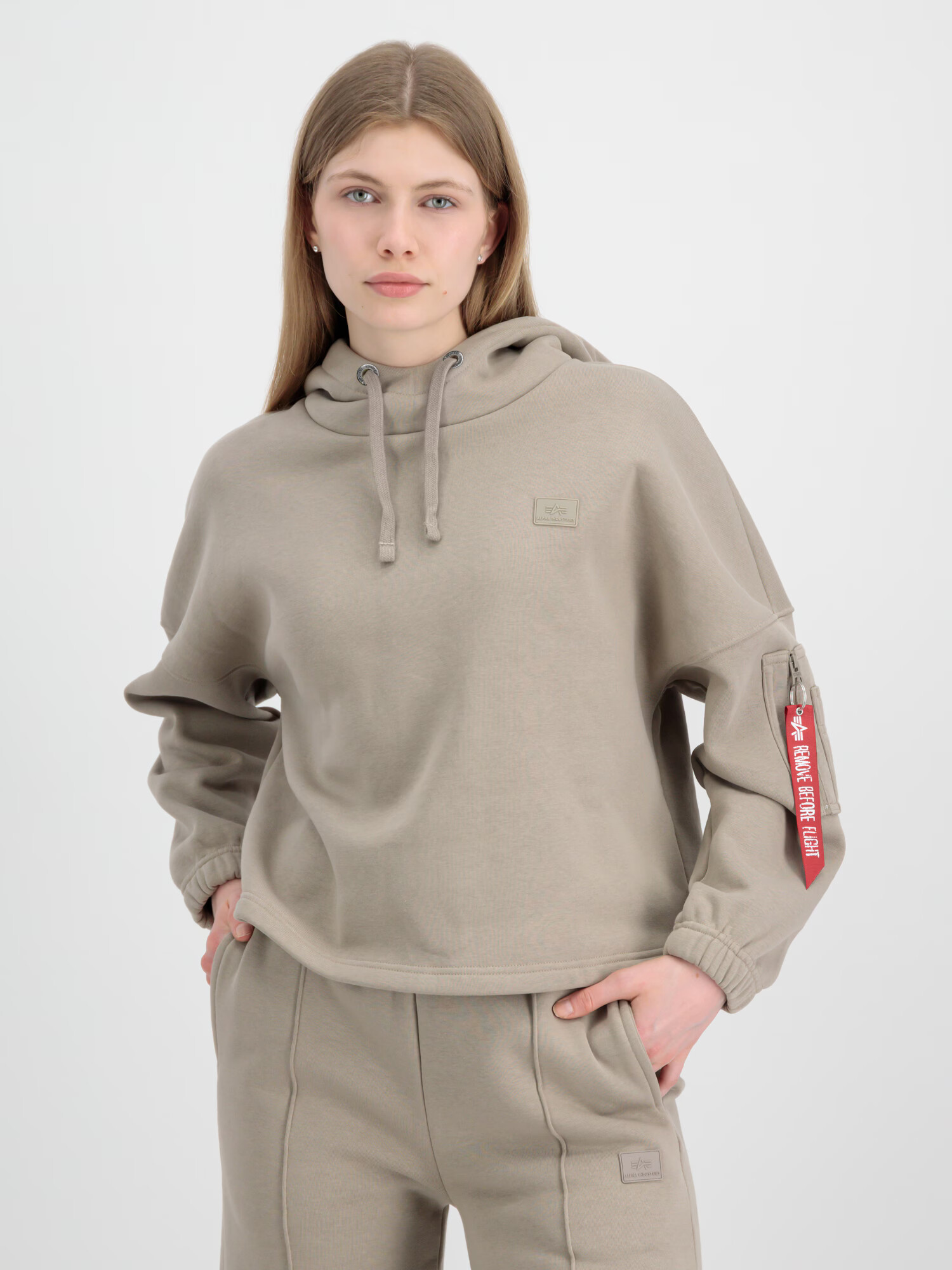 ALPHA INDUSTRIES Mikina piesková / červená / biela - Pepit.sk