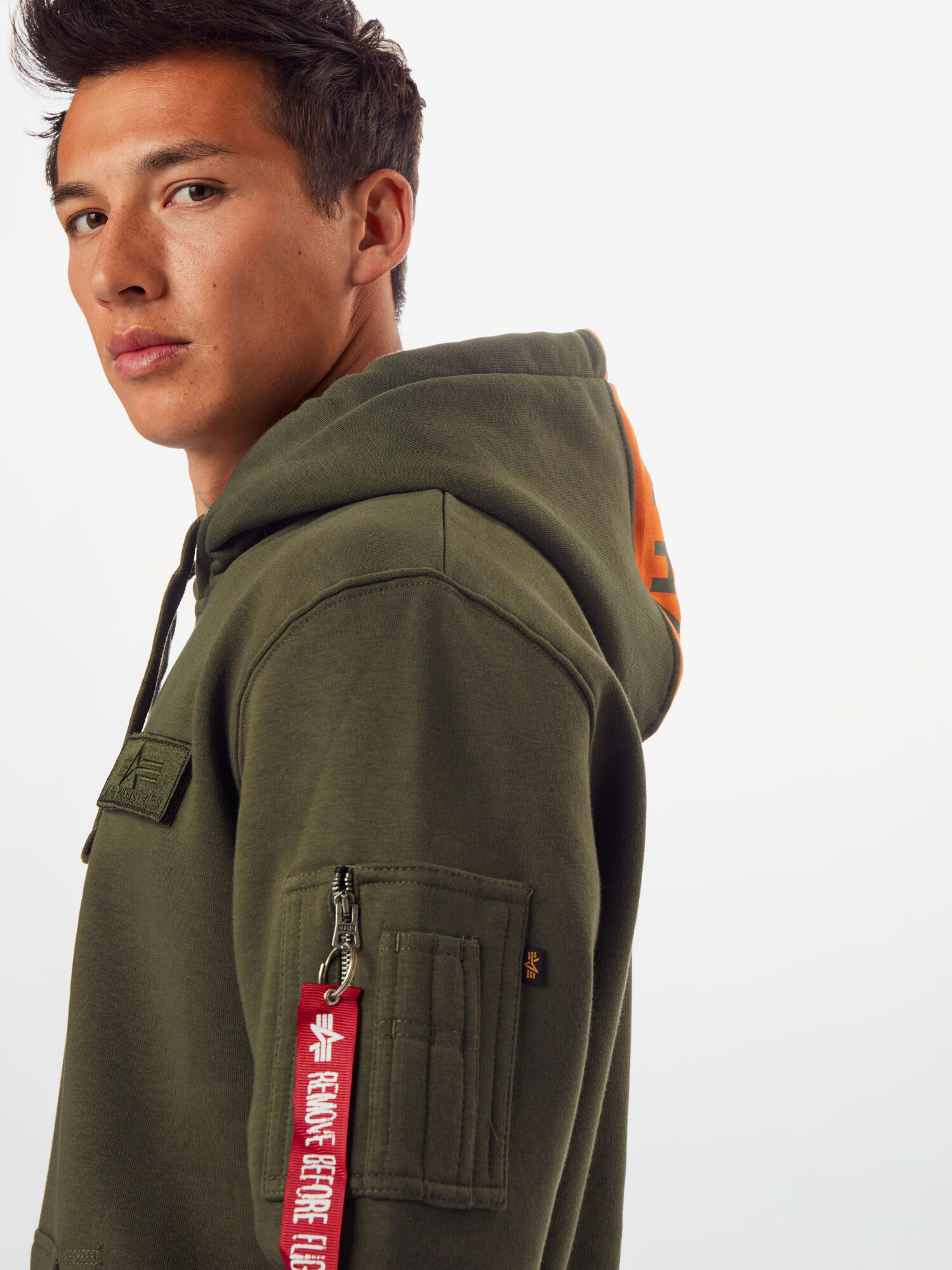 ALPHA INDUSTRIES Mikina kaki / oranžová / červená / biela - Pepit.sk