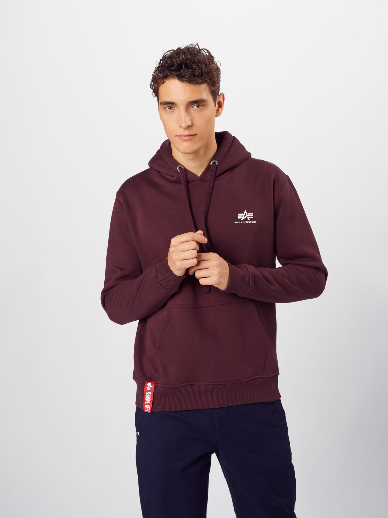 ALPHA INDUSTRIES Mikina rubínová / biela - Pepit.sk