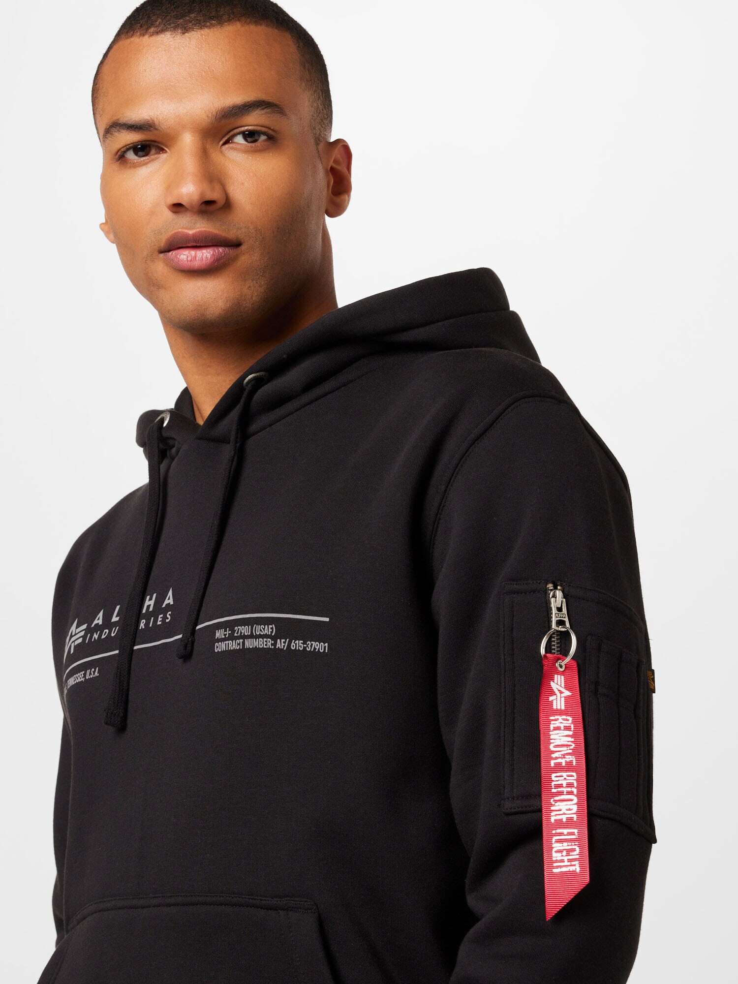 ALPHA INDUSTRIES Mikina sivá / červená / čierna - Pepit.sk