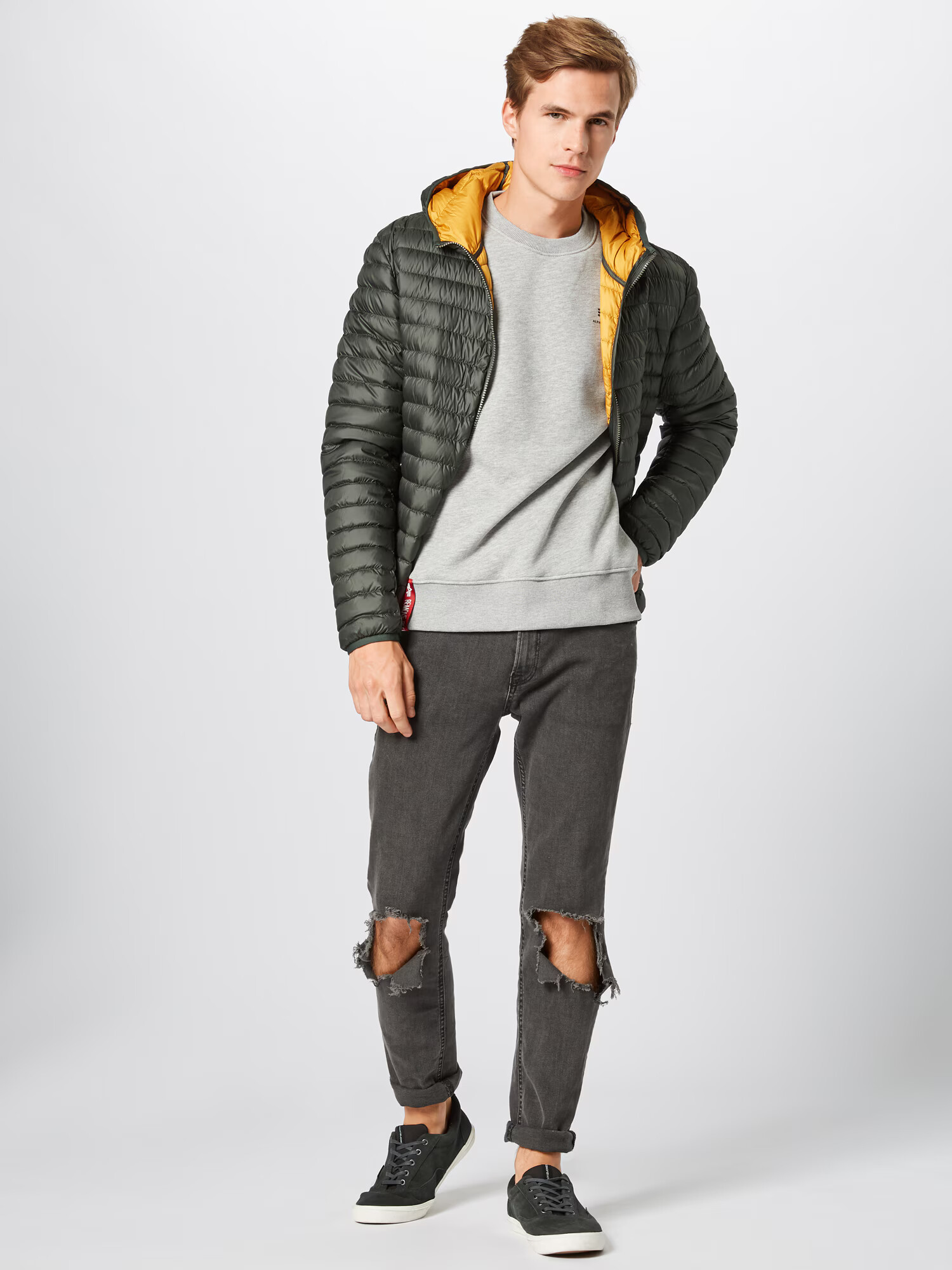 ALPHA INDUSTRIES Mikina sivá melírovaná / čierna - Pepit.sk