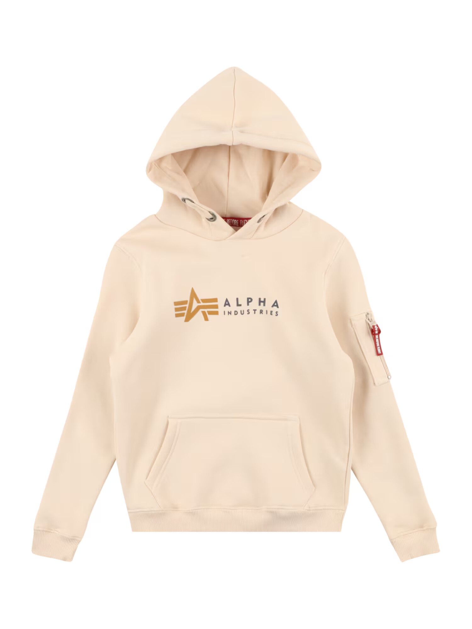 ALPHA INDUSTRIES Mikina svetlobéžová / sépiová / jasne červená / čierna - Pepit.sk