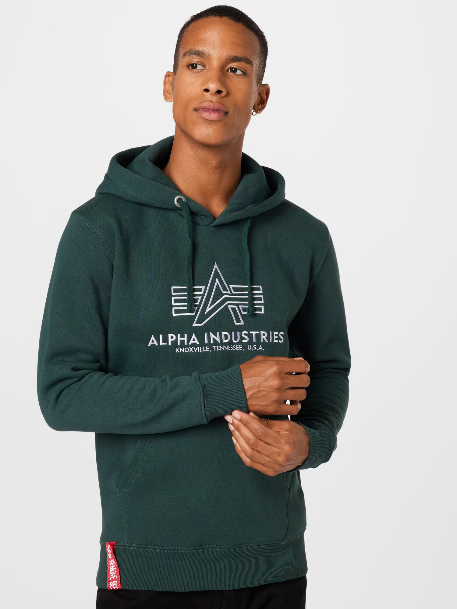 ALPHA INDUSTRIES Mikina tmavozelená / červená / biela - Pepit.sk