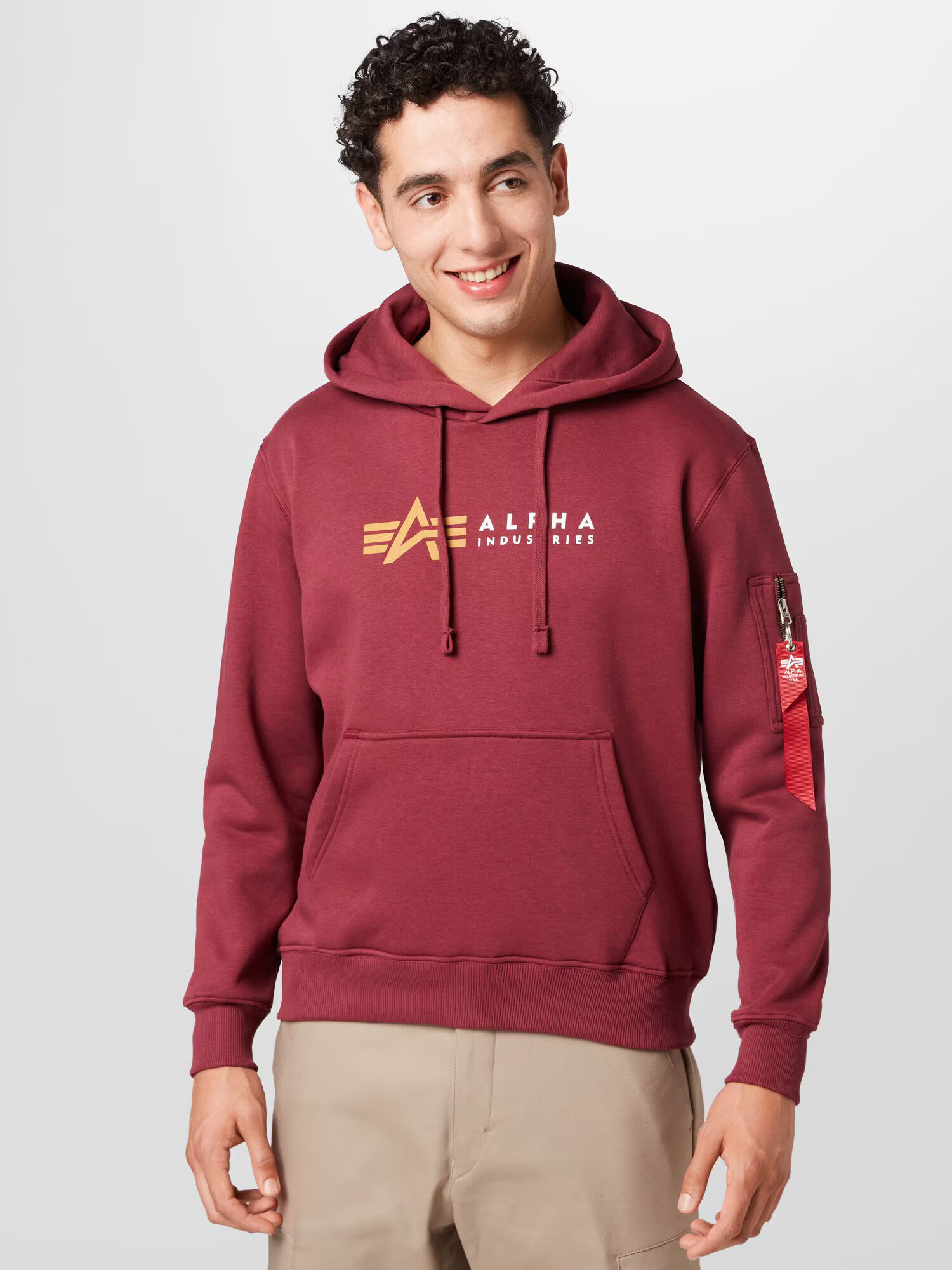 ALPHA INDUSTRIES Mikina tmavožltá / burgundská / biela - Pepit.sk