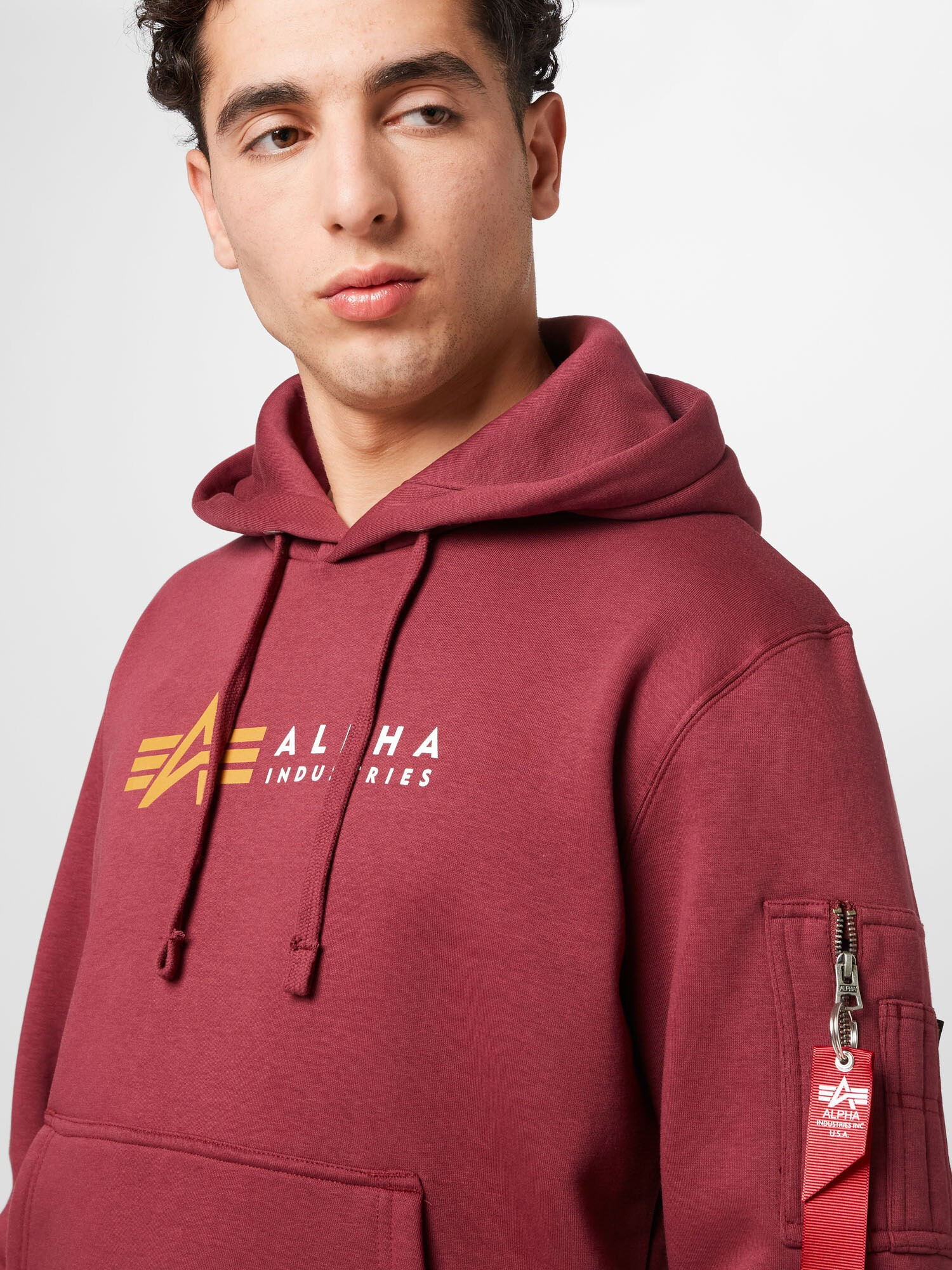 ALPHA INDUSTRIES Mikina tmavožltá / burgundská / biela - Pepit.sk