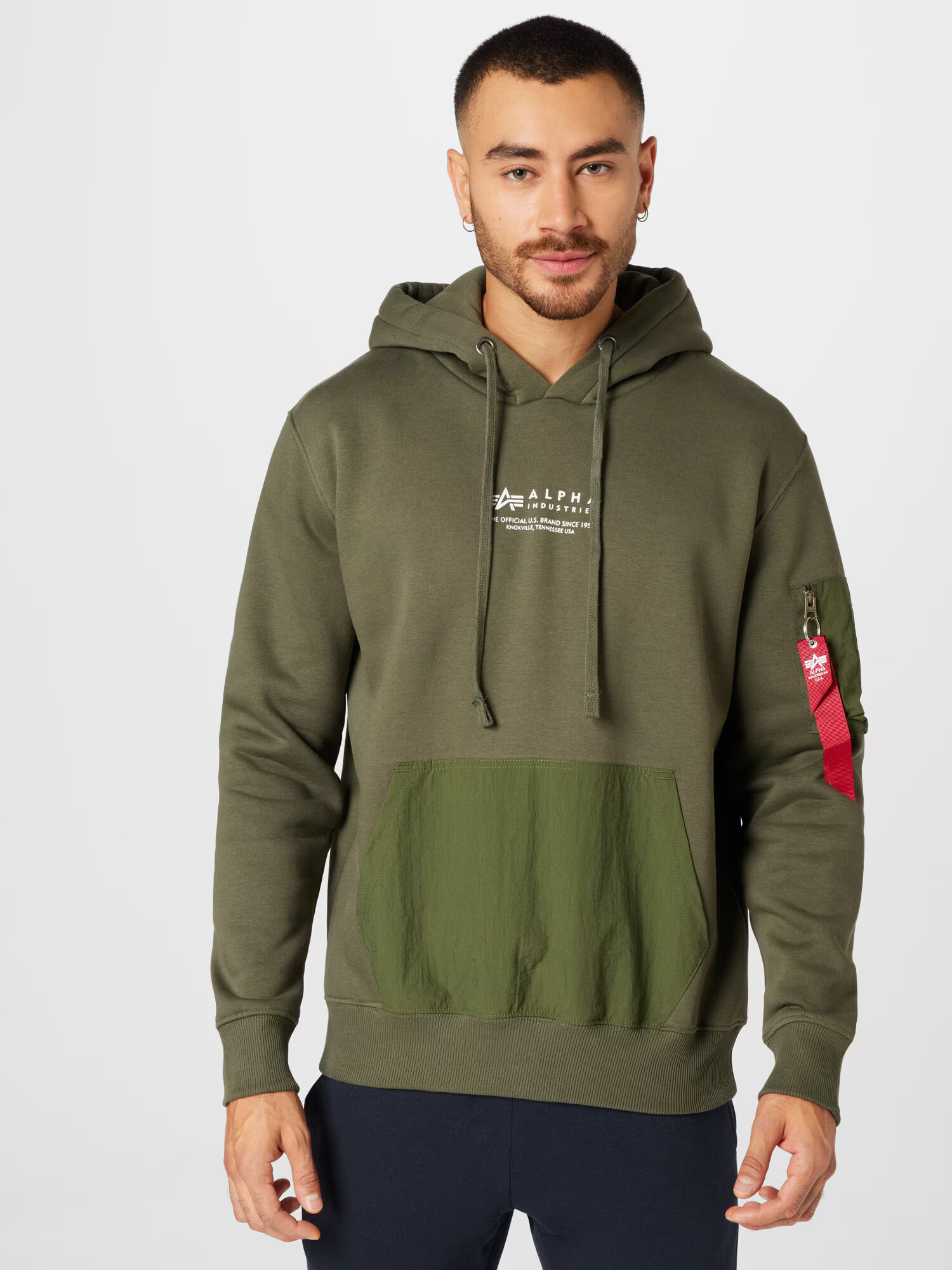 ALPHA INDUSTRIES Mikina zelená / olivová / šedobiela - Pepit.sk