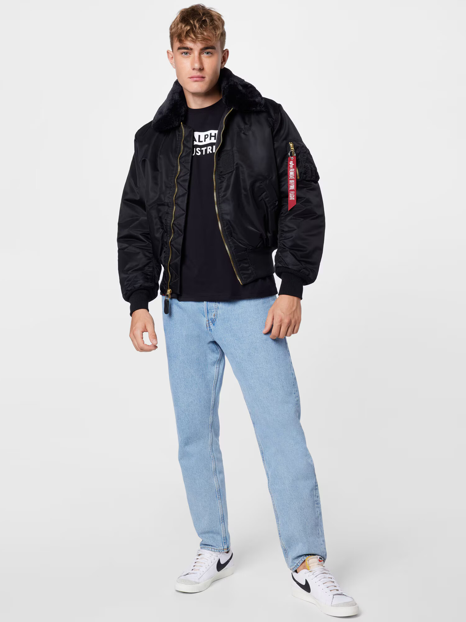 ALPHA INDUSTRIES Prechodná bunda 'B15' červená / čierna / biela - Pepit.sk