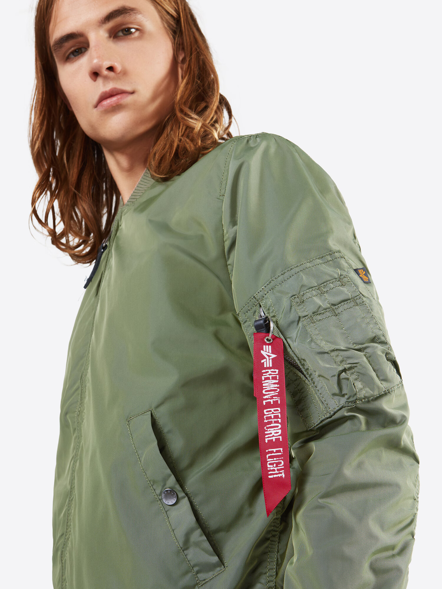 ALPHA INDUSTRIES Prechodná bunda 'MA-1 TT' kaki / červená / biela - Pepit.sk