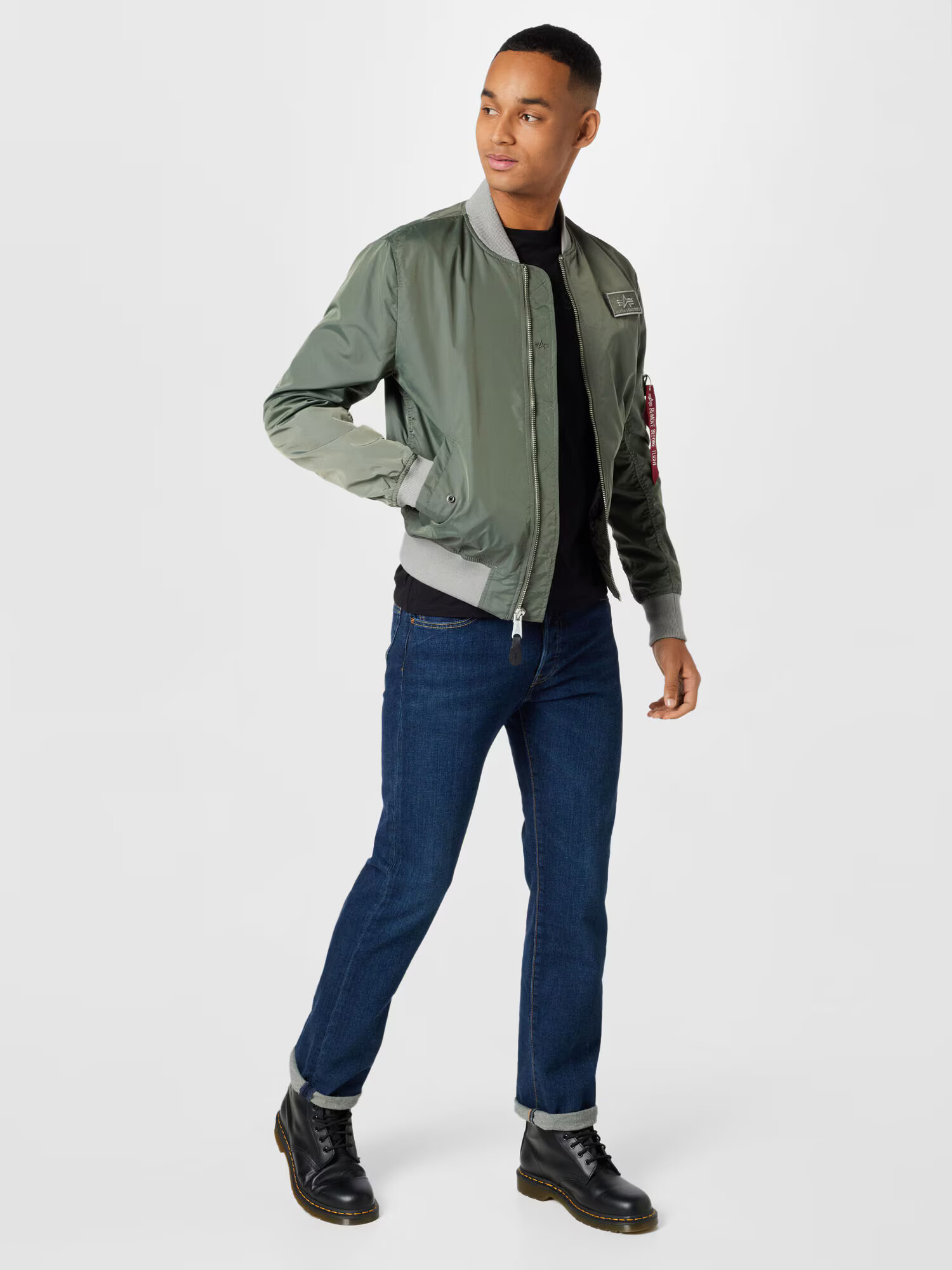 ALPHA INDUSTRIES Prechodná bunda kaki / červená / čierna - Pepit.sk