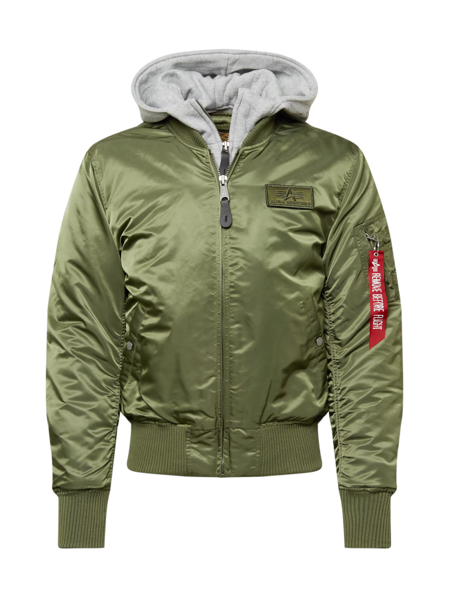 ALPHA INDUSTRIES Prechodná bunda 'MA-1 D-Tec' sivá melírovaná / zelená - Pepit.sk